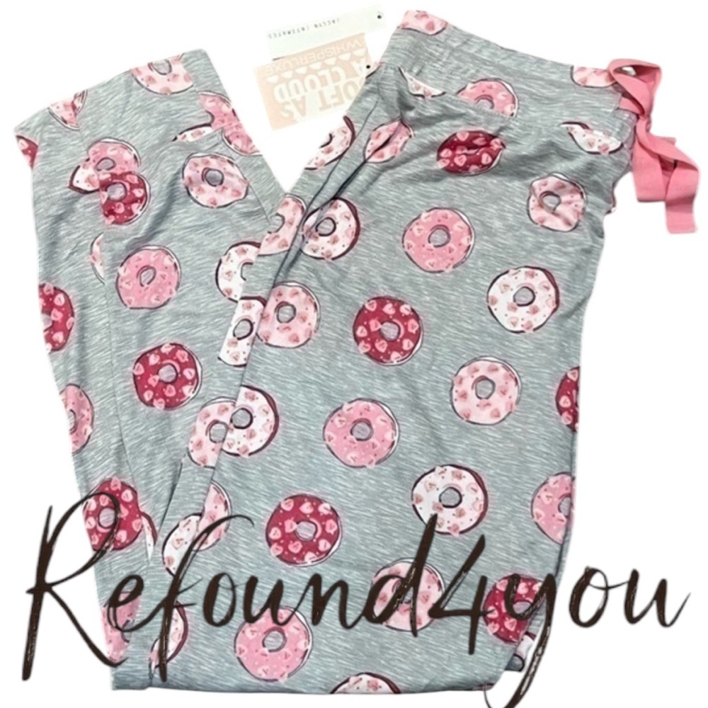 Jaclyn Intimates - ‘Pink Donuts’  Soft Lounge Pants. Gray. SZ:S. NWT